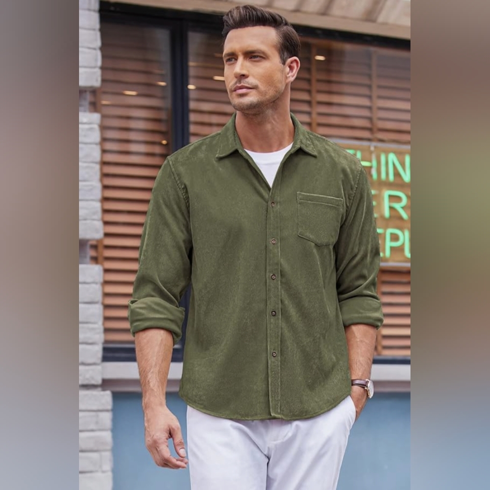 Coofandy corduroy long sleeve shirt XXL